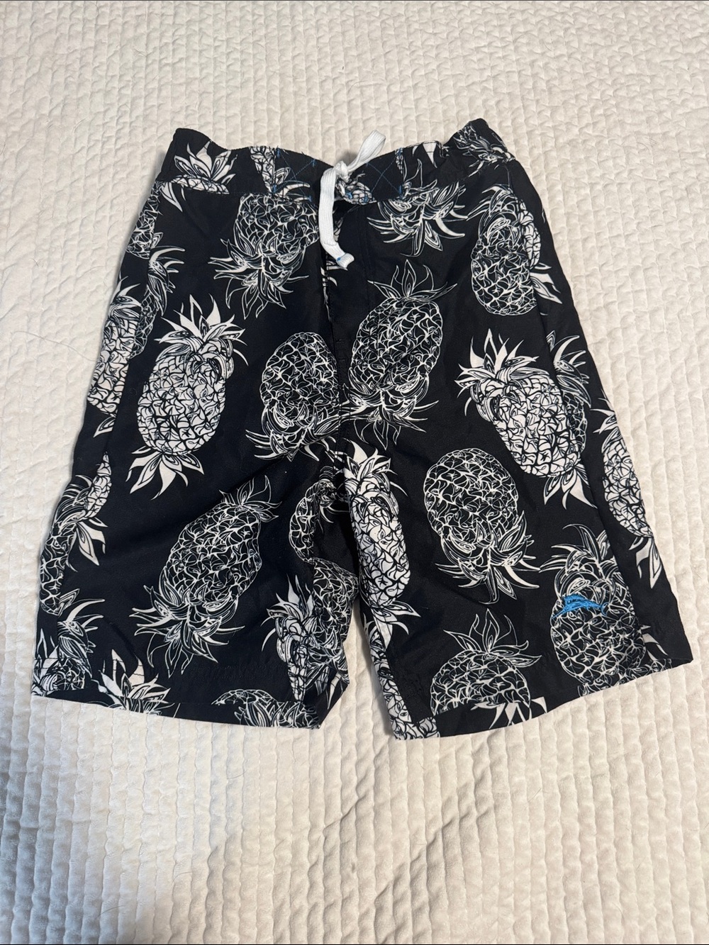 Tommy Bahama Black Pineapple-Print Kids Swim Trunks